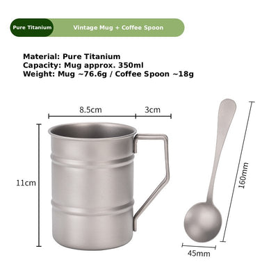 Pure Titanium Camping Mug, 350ml Portable Outdoor Coffee Cup