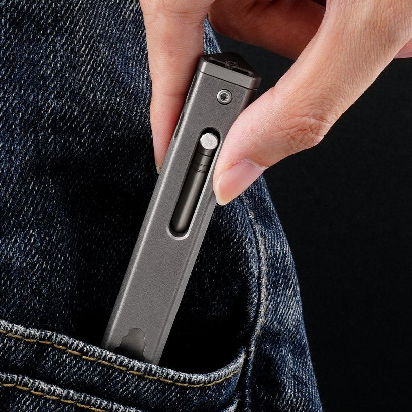 TL07 Titanium Multi-Functional EDC Ruler & Hidden Pencil Set