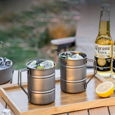 Pure Titanium Camping Mug, 350ml Portable Outdoor Coffee Cup
