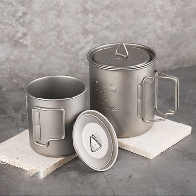 Pure Titanium Folding Mug with Lid | Ultralight Camping Cup