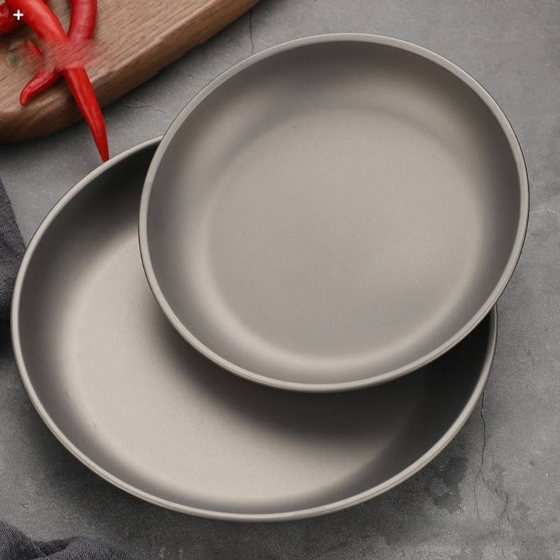 Pure Titanium Lightweight Camping Bowl & Plate, Portable Outdoor Tableware