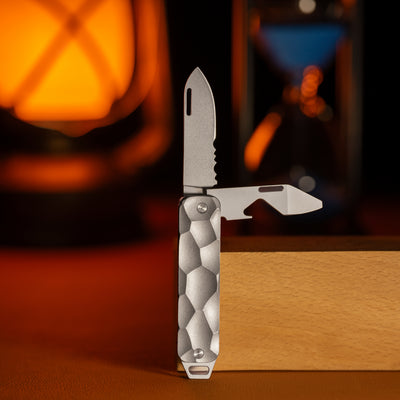 OmniBlade Titanium Multi-Tool Keychain Knife - Foldable Compact Pocket Cutter