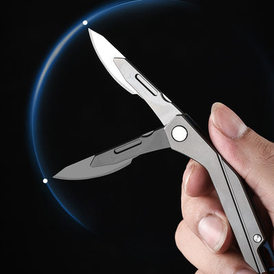 Titanium EDC Folding Scalpel Knife | Replaceable #24 Blade Pocket Cutter