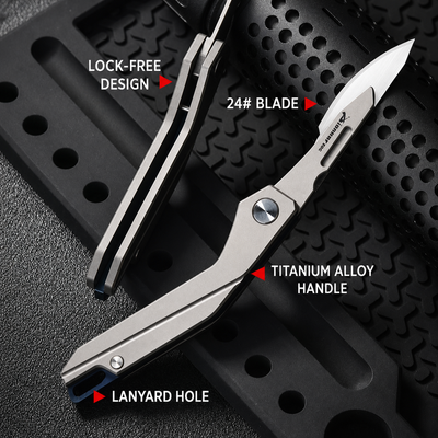 Titanium EDC Folding Scalpel Knife | Replaceable #24 Blade Pocket Cutter