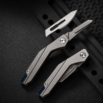 Titanium EDC Folding Scalpel Knife | Replaceable #24 Blade Pocket Cutter