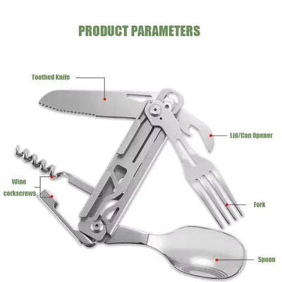 The Orion:6-in-1 Outdoor EDC Multi-Tool Cutlery Set