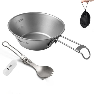 Featherlight Feast - Ultralight Titanium Folding Utensil Set for Travel