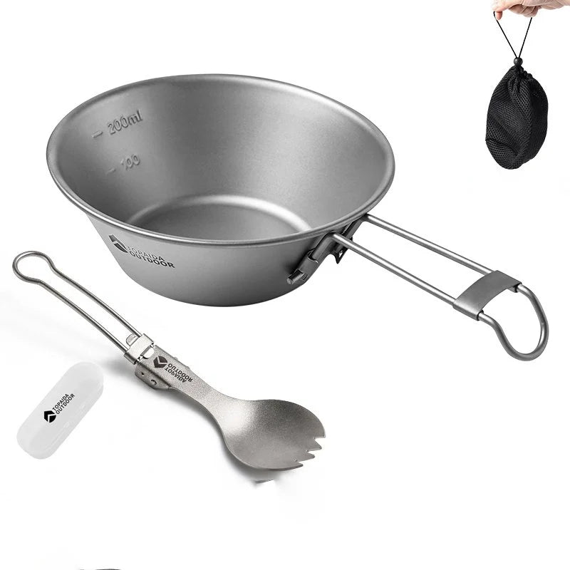 Featherlight Feast - Ultralight Titanium Folding Utensil Set for Travel