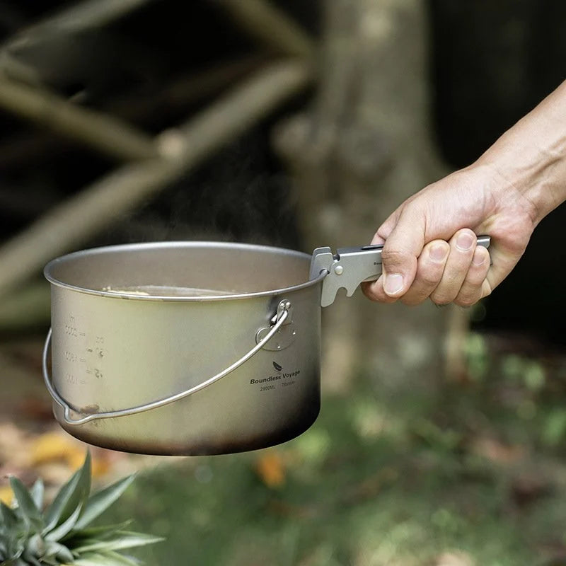 Pure Titanium Camping Tongs:Heat-resistant Pot Clip & Bottle Opener Wrench