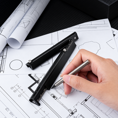 TL07 Titanium Multi-Functional EDC Ruler & Hidden Pencil Set
