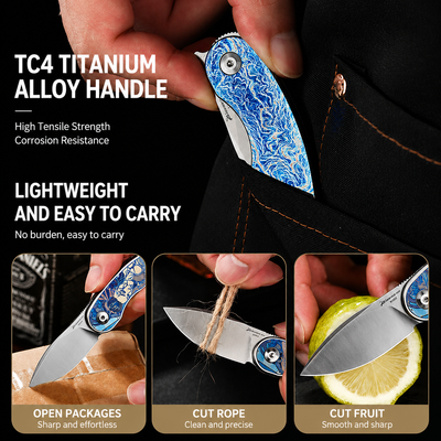 Geisha Blade TC4 Titanium M390 EDC Pocket Knife